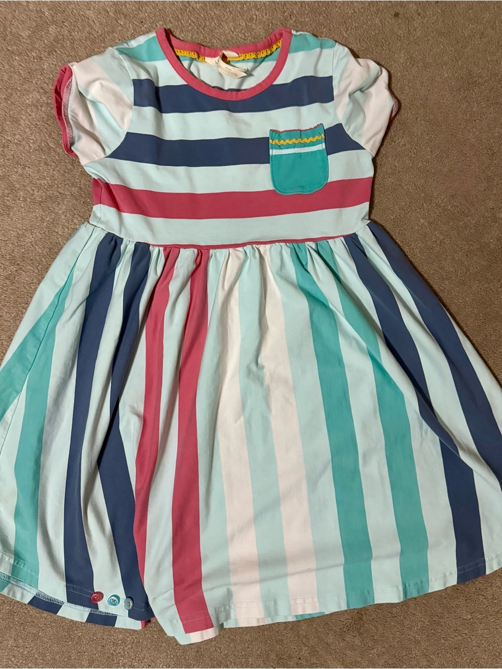 Matilda Jane Girls' Striped Pocket Dress - Pink, Teal, Navy